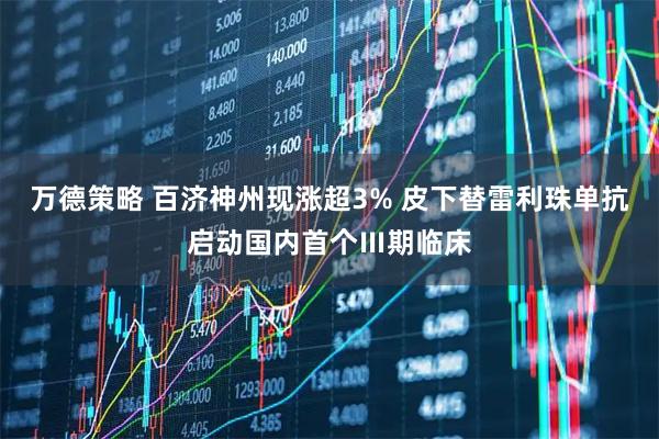 万德策略 百济神州现涨超3% 皮下替雷利珠单抗启动国内首个Ⅲ期临床
